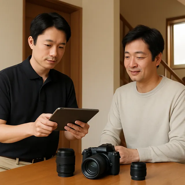 葛飾区でカメラ・レンズ・三脚を確認する出張買取の事例イメージ