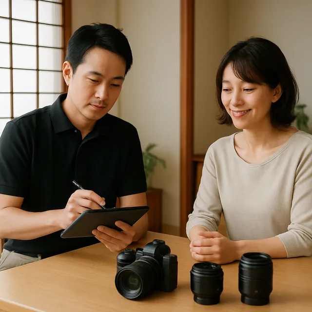 小金井市でカメラ・交換レンズ・三脚を確認する出張買取の事例イメージ