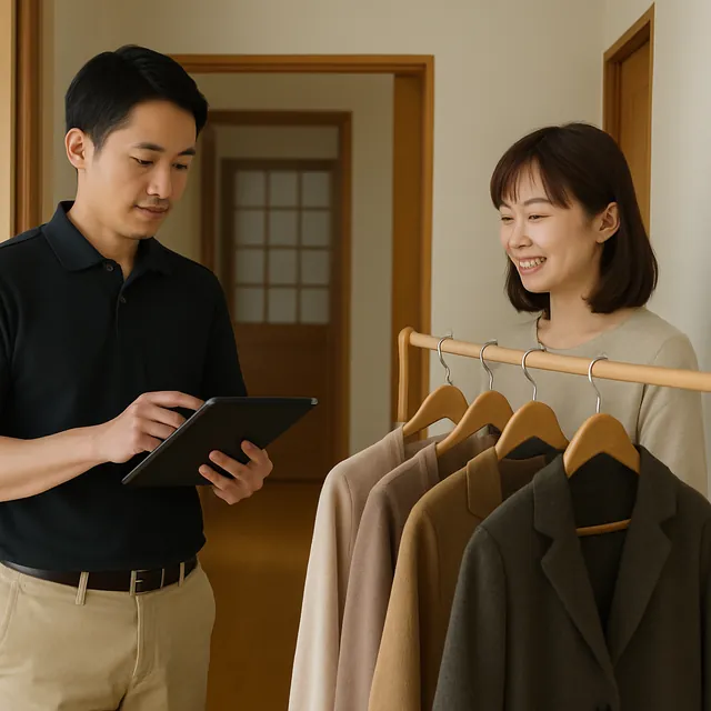 板橋区でコート・スーツ・マフラーを確認する出張買取の事例イメージ