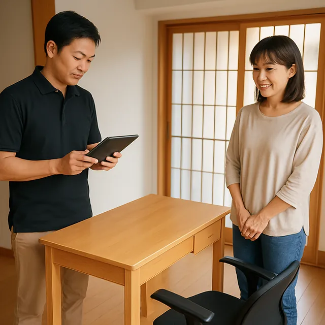 浦安市で学習机・回転いす・デスクライトを確認する出張買取の事例イメージ