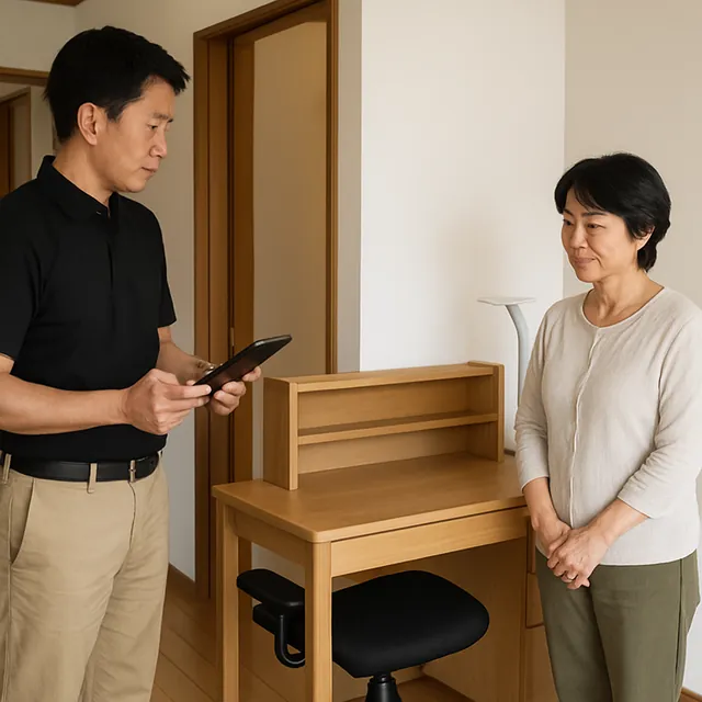 足立区で学習机・椅子・本立てを確認する出張買取の事例イメージ