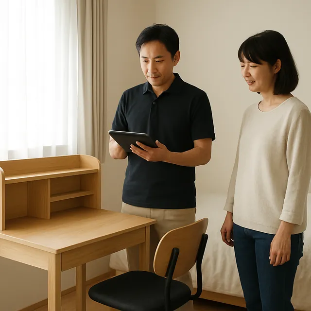 港区で学習机・椅子・デスクライトを確認する出張買取の事例イメージ