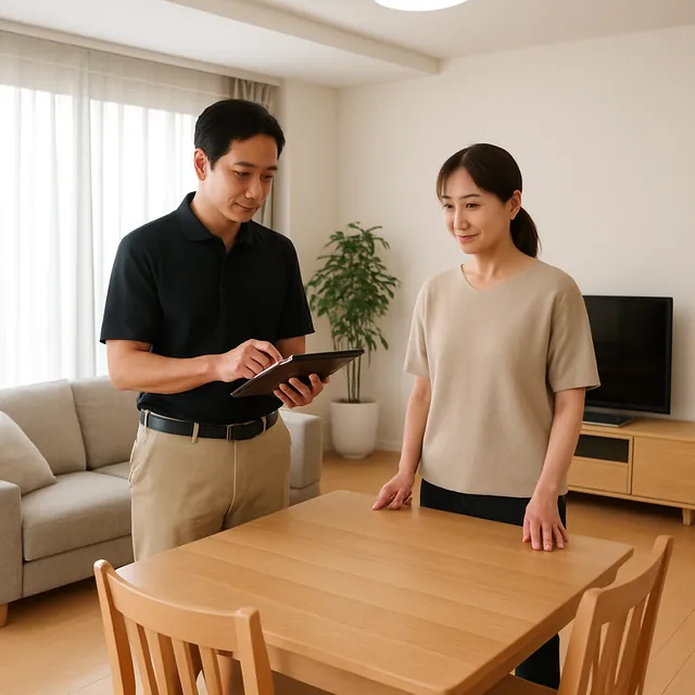 港区でダイニングテーブル・椅子を確認する出張買取の事例イメージ
