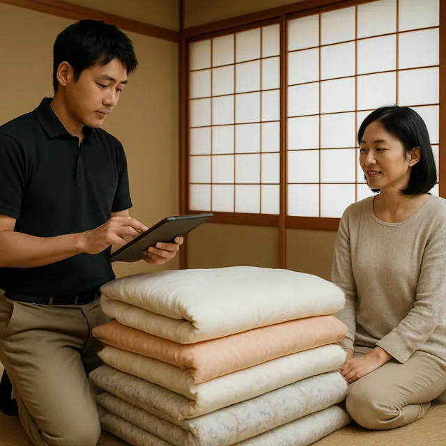 春日部市で布団・毛布・敷きパッドを確認する出張買取の事例イメージ
