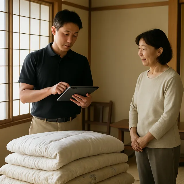 吉川市で布団・毛布・座布団を確認する出張買取の事例イメージ