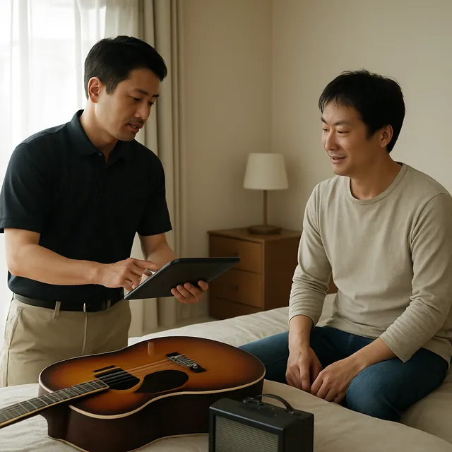 世田谷区でギター・アンプ・ケースを確認する出張買取の事例イメージ
