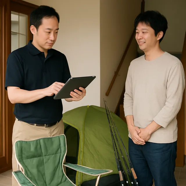 佐倉市でテント・タープ・釣り竿を確認する出張買取の事例イメージ