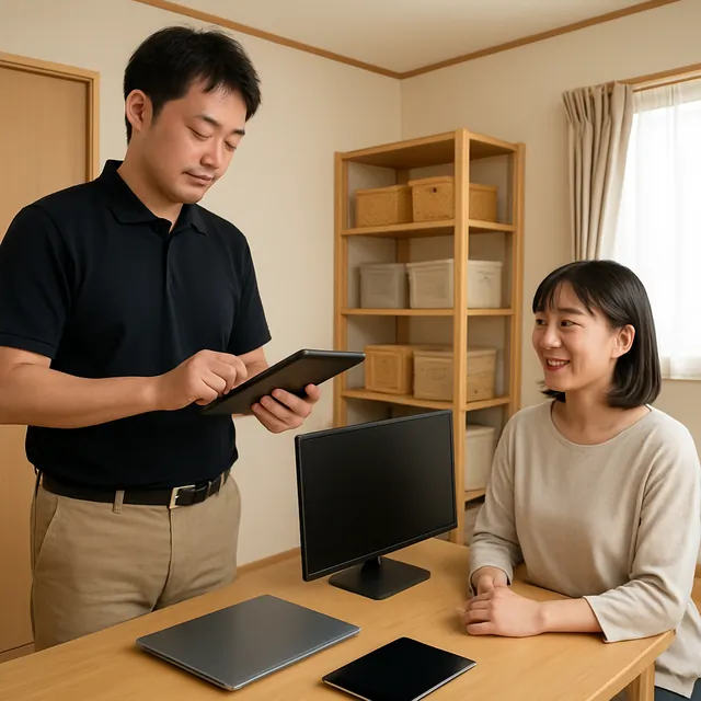 港区でノートパソコン・タブレット・充電器を確認する出張買取の事例イメージ