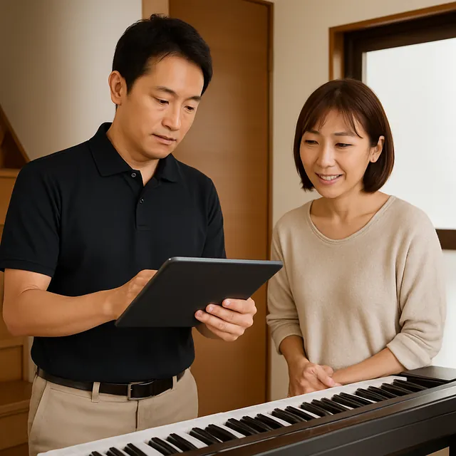 狛江市で電子ピアノ・ピアノ椅子・ヘッドホンを確認する出張買取の事例イメージ