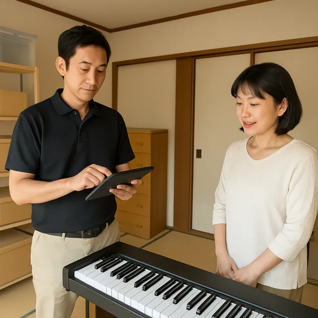 品川区で電子ピアノ・ピアノ椅子・ヘッドホンを確認する出張買取の事例イメージ