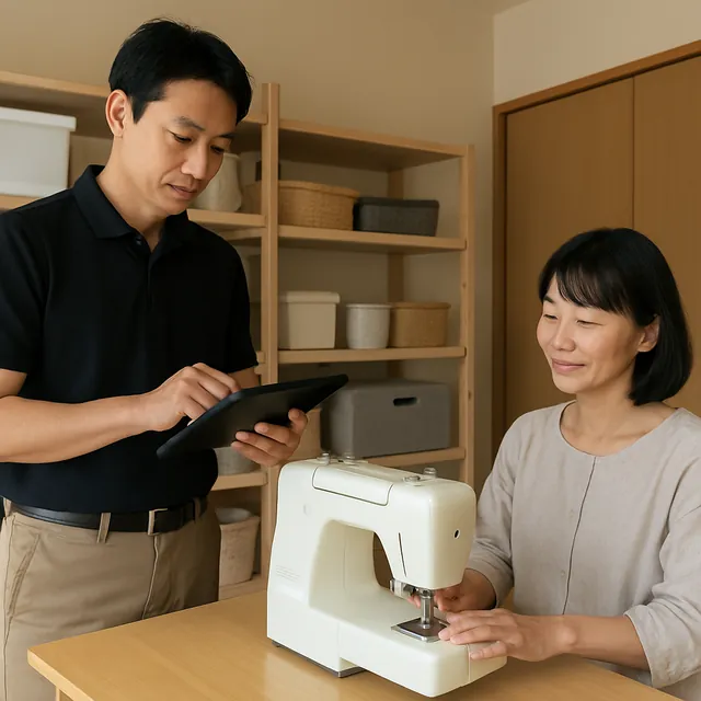大田区でミシン・裁縫道具・生地を確認する出張買取の事例イメージ