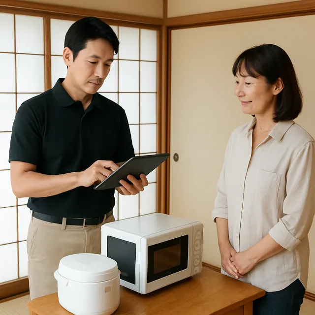 港区で炊飯器・電子レンジ・トースターを確認する出張買取の事例イメージ