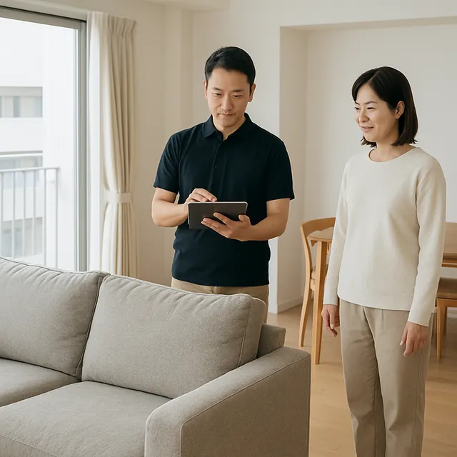 吉川市でソファ・ラグ・サイドテーブルを確認する出張買取の事例イメージ