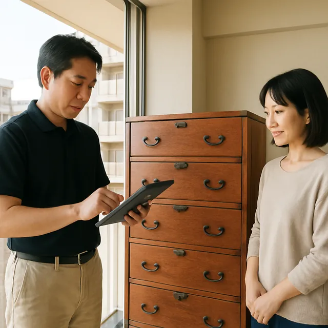 市原市でタンス・桐の小箱・衣装ケースを確認する出張買取の事例イメージ