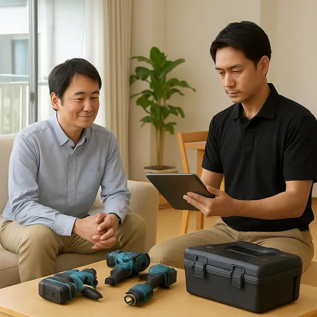 狛江市で電動ドリル・工具箱・のこぎりを確認する出張買取の事例イメージ