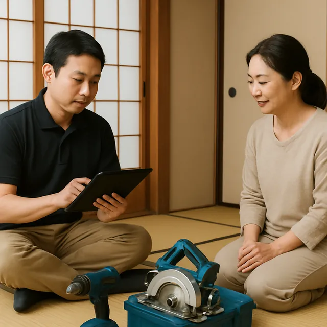 目黒区で電動ドリル・工具箱・ドライバーセットを確認する出張買取の事例イメージ
