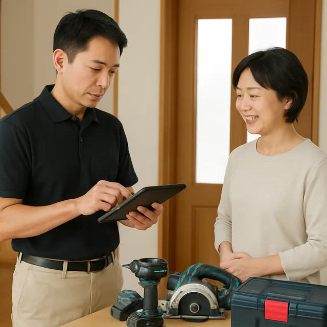 葛飾区で電動ドリル・工具箱・充電池を確認する出張買取の事例イメージ