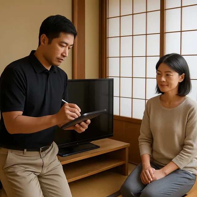 品川区でテレビ・テレビボードを確認する出張買取の事例イメージ