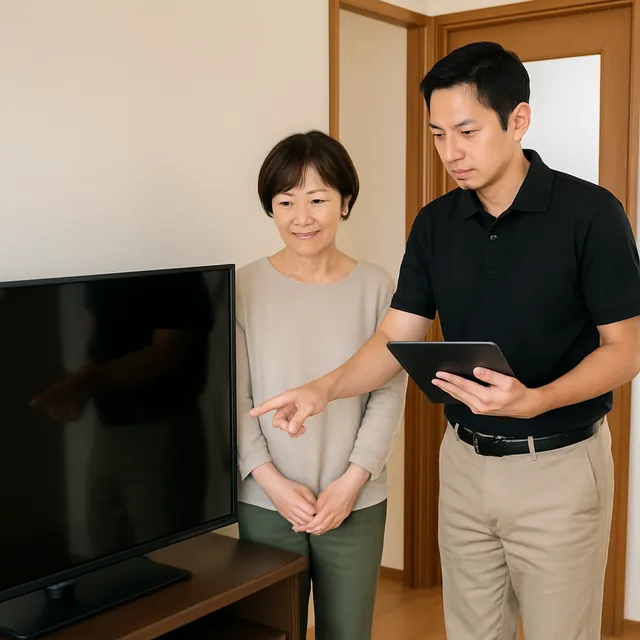 渋谷区でテレビ・テレビボード・リモコンを確認する出張買取の事例イメージ