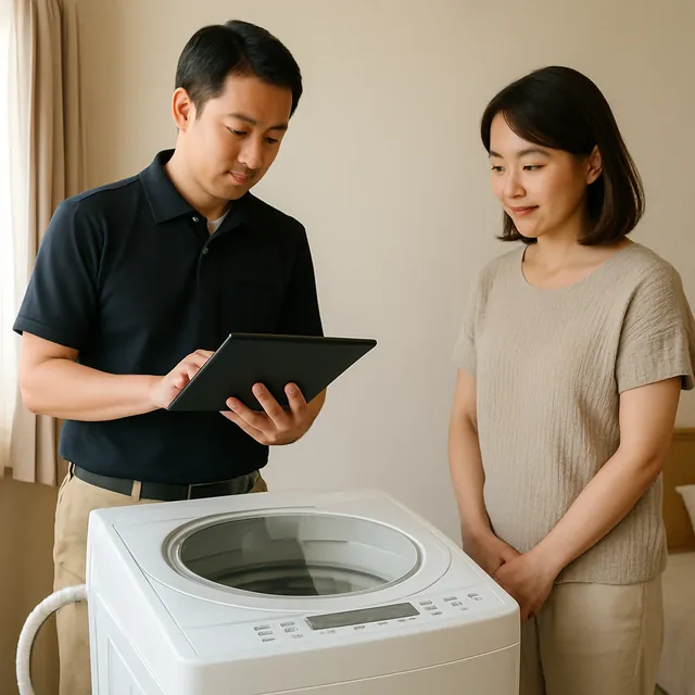 目黒区で洗濯機・乾燥機・洗濯用ラックを確認する出張買取の事例イメージ