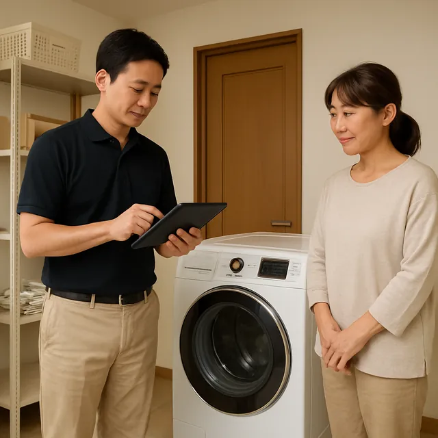 狛江市で洗濯機・洗濯かご・物干し台を確認する出張買取の事例イメージ