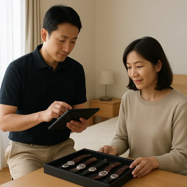 浦安市で腕時計・ネックレス・指輪を確認する出張買取の事例イメージ
