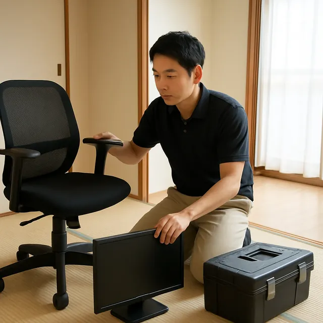 相模原市でオフィスチェア・モニター・工具箱を確認する出張買取の事例イメージ