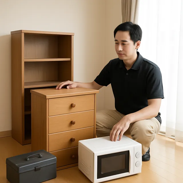 相模原市で本棚・チェスト・電子レンジを確認する出張買取の事例イメージ