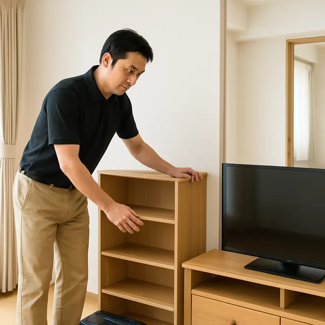 鴻巣市で有機ELテレビ・リクライニングチェア・本棚を確認する出張買取＋家片付けの事例イメージ