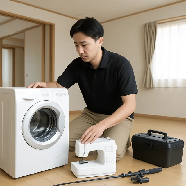 飯能市でドラム式洗濯機・学習机・ミシンを確認する出張買取＋不用品回収の事例イメージ