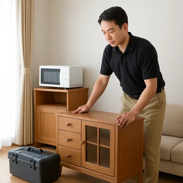 相模原市でサイドボード・レンジ台・工具箱を確認する出張買取＋引越しの事例イメージ