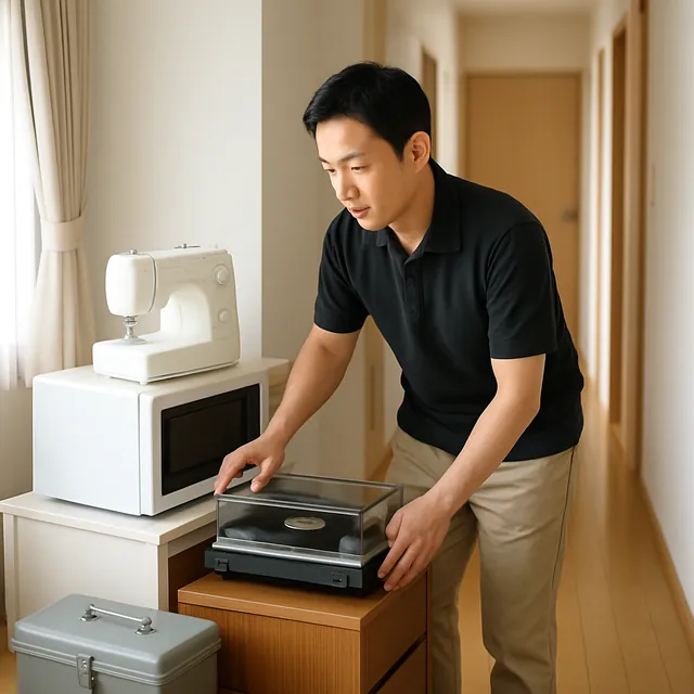相模原市でレンジ台・ミシン・レコードを確認する出張買取＋不用品回収の事例イメージ