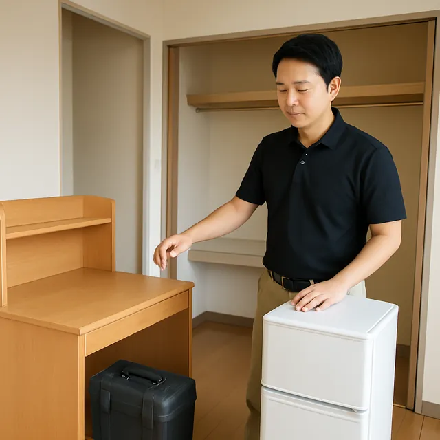 相模原市で学習机・デスク・冷蔵庫を確認する出張買取＋不用品回収の事例イメージ