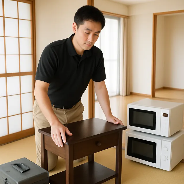 さいたま市中央区でデスク・オーブンレンジ・電子レンジを確認する出張買取＋家片付けの事例イメージ