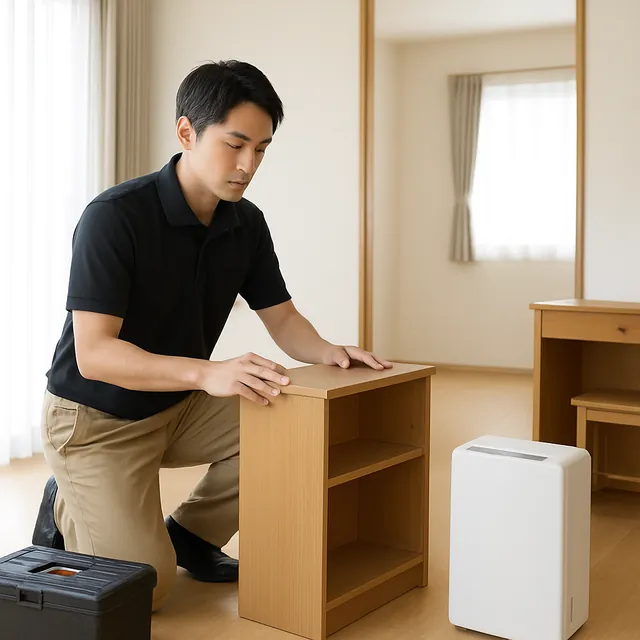 さいたま市中央区で本棚・学習机・空気清浄機を確認する出張買取＋遺品整理の事例イメージ
