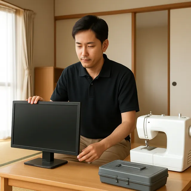 さいたま市岩槻区でパソコン・モニター・ミシンを確認する出張買取の事例イメージ