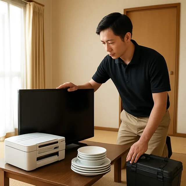 さいたま市岩槻区で有機ELテレビ・プリンター・食器セットを確認する出張買取の事例イメージ