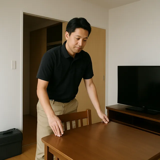 さいたま市岩槻区でダイニングテーブル・ダイニングチェア・有機ELテレビを確認する出張買取＋遺品整理の事例イメージ