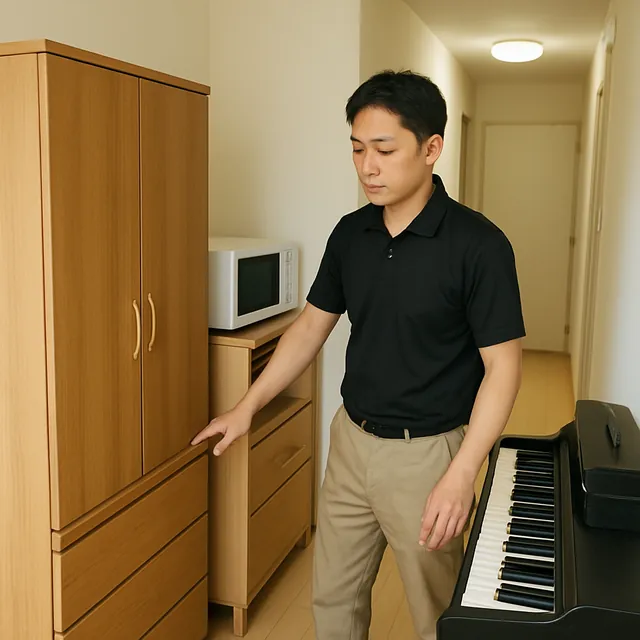 さいたま市岩槻区で洋服タンス・レンジ台・電子ピアノを確認する出張買取＋引越しの事例イメージ