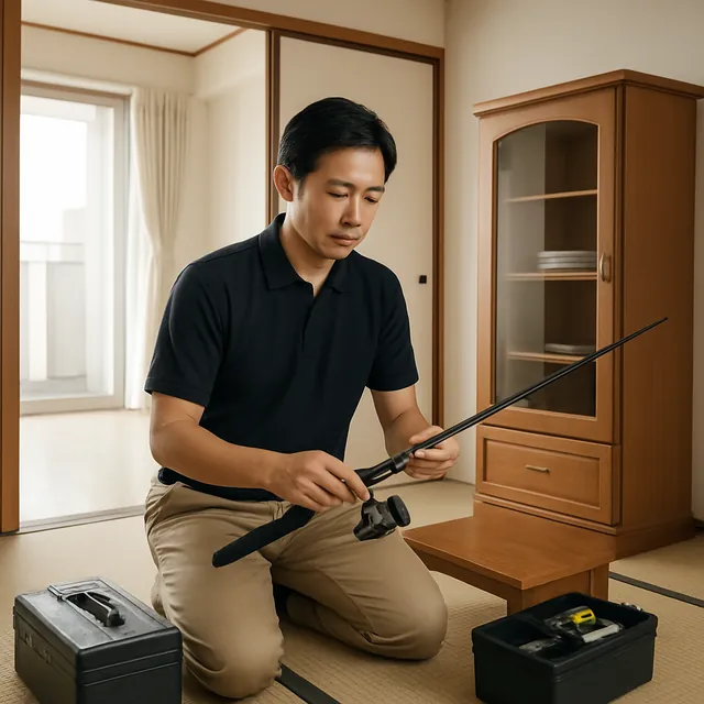 さいたま市北区で食器棚・デスク・釣具を確認する出張買取の事例イメージ