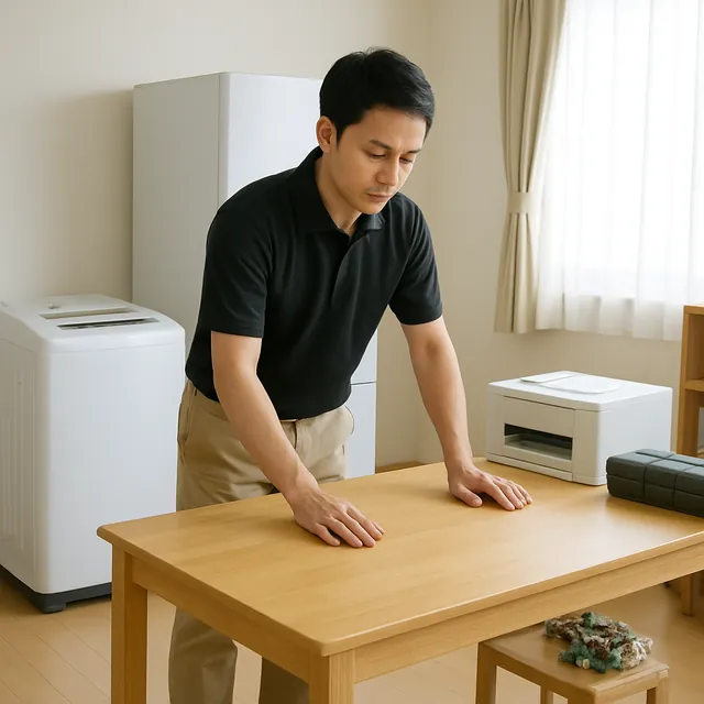 さいたま市北区でダイニングテーブル・プリンター・ホビー用品を確認する出張買取＋家片付けの事例イメージ