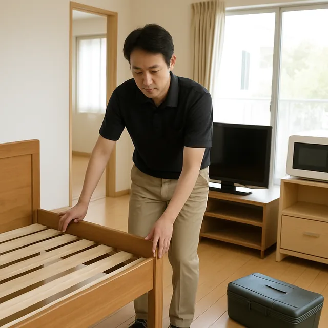 さいたま市北区でベッドフレーム・テレビボード・レンジ台を確認する出張買取＋遺品整理の事例イメージ