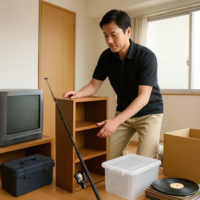 さいたま市北区で本棚・釣具・レコードを確認する出張買取＋遺品整理の事例イメージ