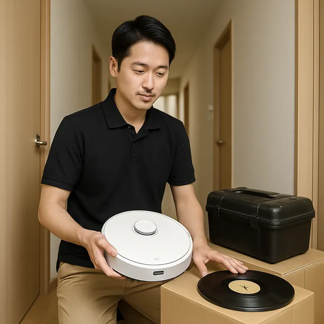 さいたま市北区でロボット掃除機・電動工具・レコードを確認する出張買取＋引越しの事例イメージ