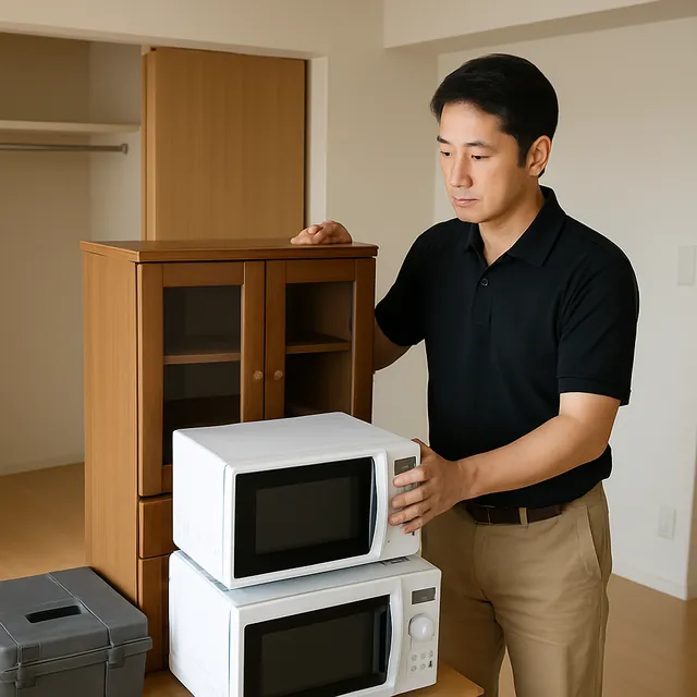 さいたま市北区で食器棚・オーブンレンジ・電子レンジを確認する出張買取＋不用品回収の事例イメージ
