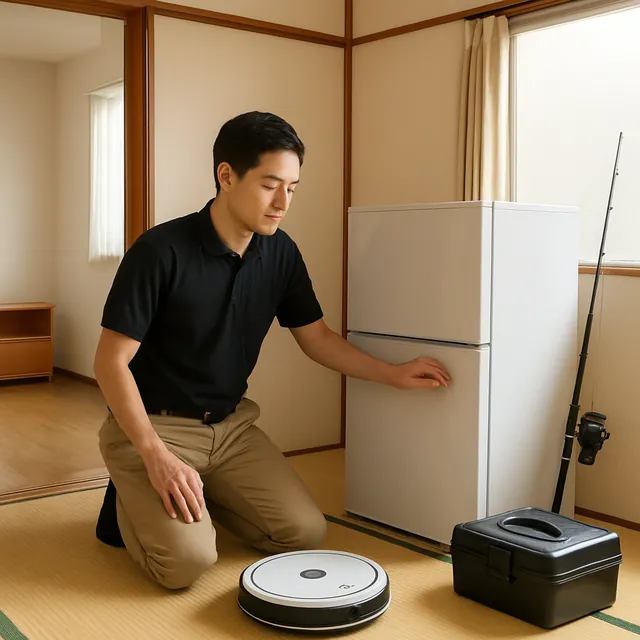 さいたま市南区で冷蔵庫・ロボット掃除機・釣具を確認する出張買取の事例イメージ