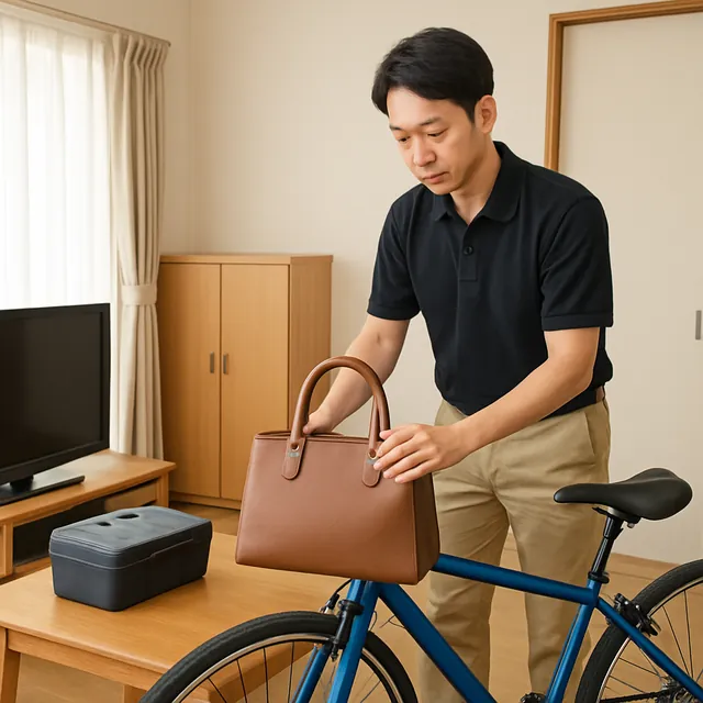 さいたま市南区でローテーブル・ブランドバッグ・自転車を確認する出張買取＋遺品整理の事例イメージ