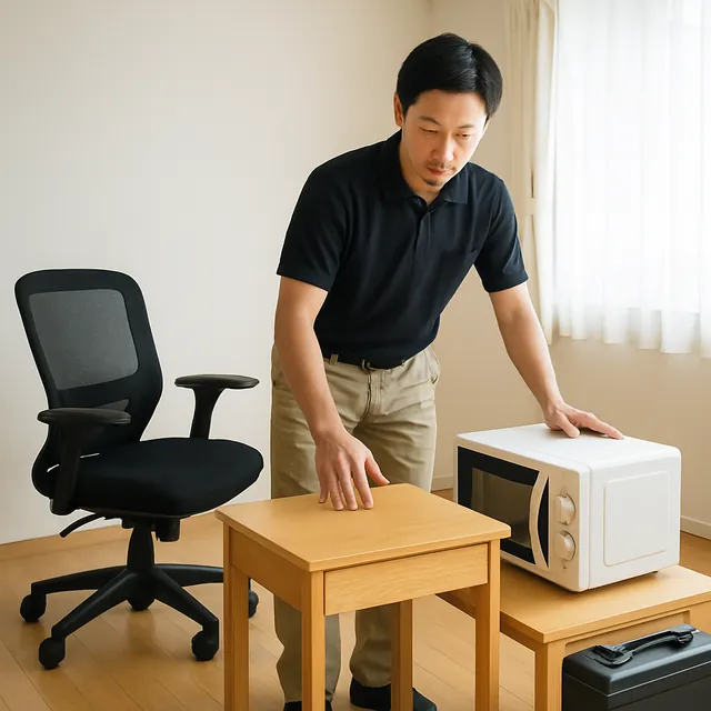 さいたま市南区で学習机・オフィスチェア・電子レンジを確認する出張買取＋引越しの事例イメージ