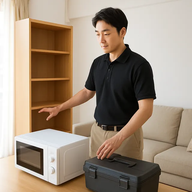 さいたま市南区で本棚・オーブンレンジ・電動工具を確認する出張買取＋引越しの事例イメージ