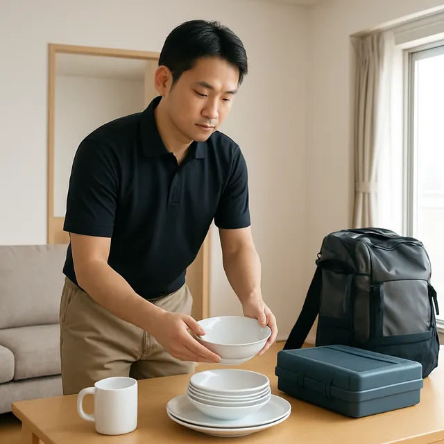 さいたま市南区でダイニングテーブル・食器セット・アウトドア用品を確認する出張買取＋不用品回収の事例イメージ
